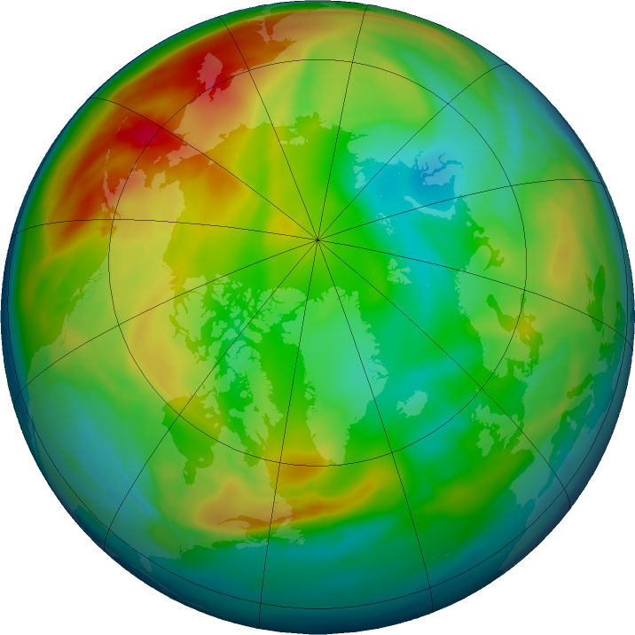 Arctic ozone map for 04 January 2016